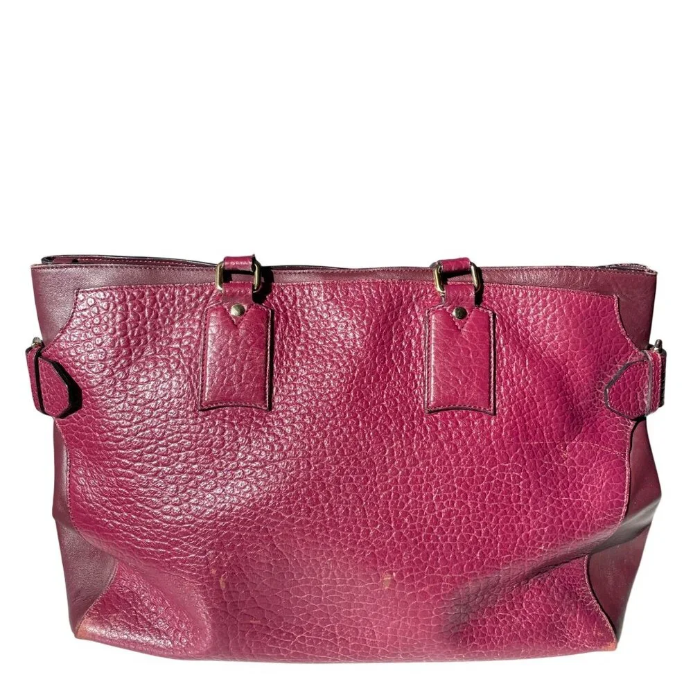 Burberry‎ Heritage Clarborough Tote Grain Smooth Calfskin Damson Magenta Bag